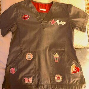Womens Scrub Shirt with Patches